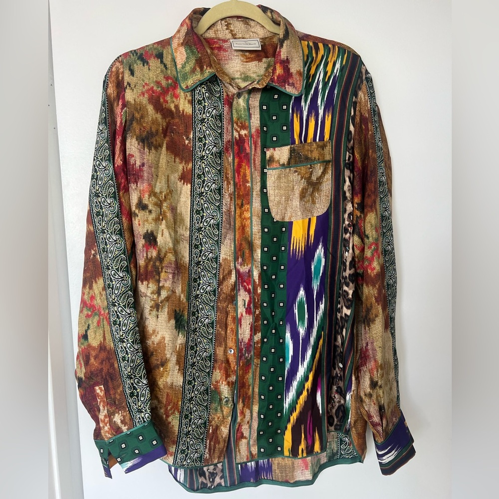 Pierre-Louis Mascia 100% silk print button down shirt (men’s)